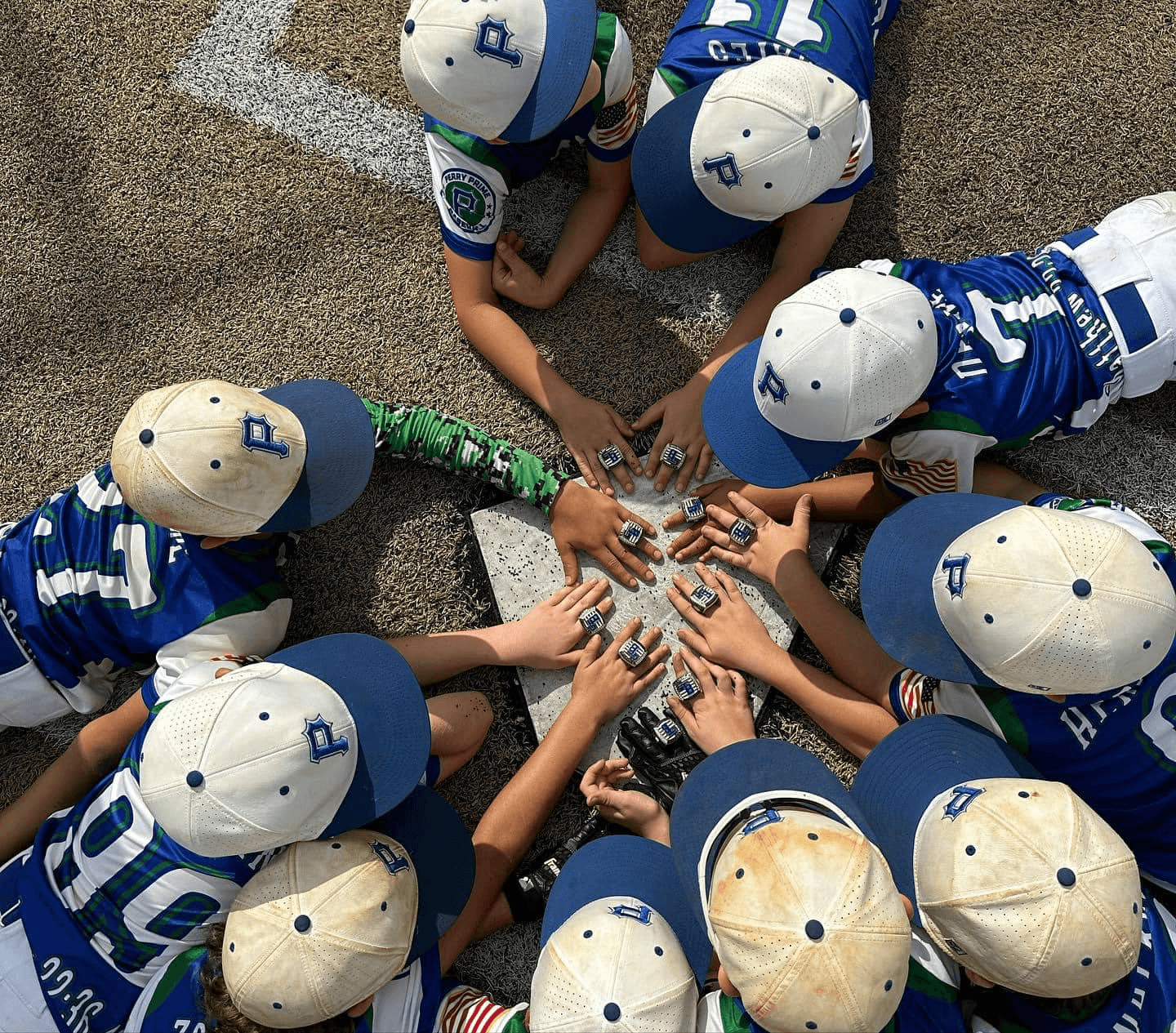 The team celebrating at home plate